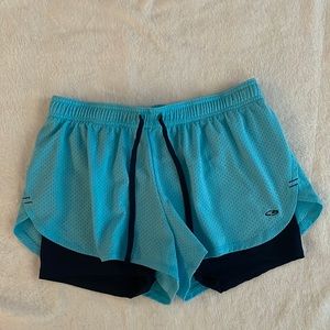 Champion Blue Shorts With An Underneath Spandex Shorts Size L